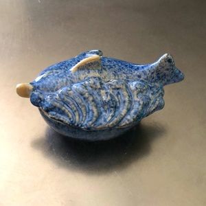 Vintage ceramic fish trinket dish with lid